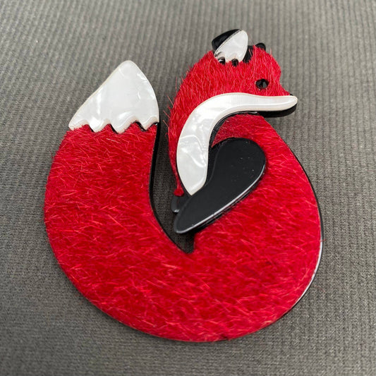 Red Acrylic Fox Brooch
