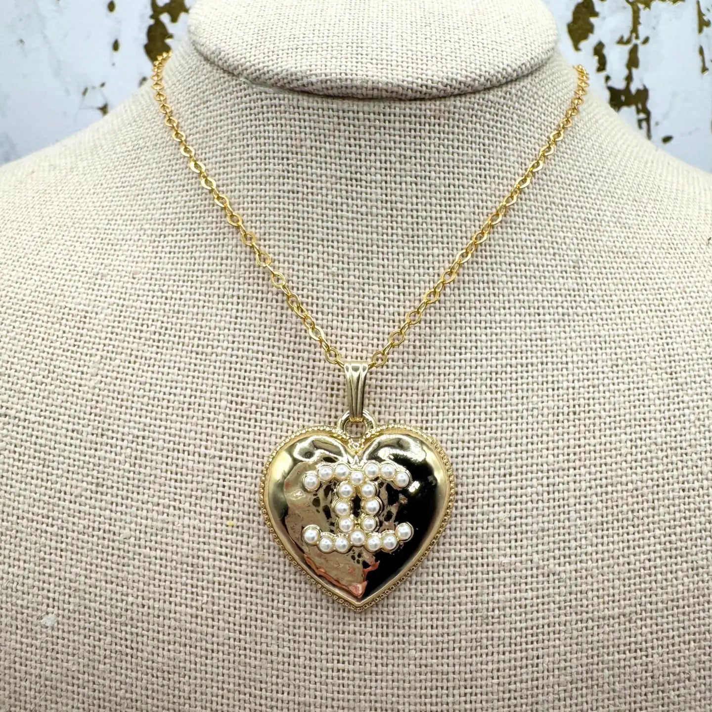 14K Gold Chanel Heart Upcycled Necklace