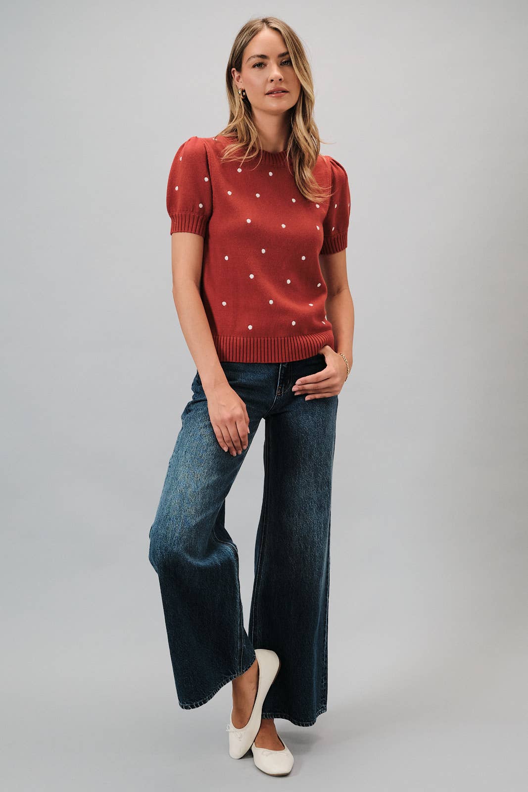 Polka Dot Embroidered Sweater