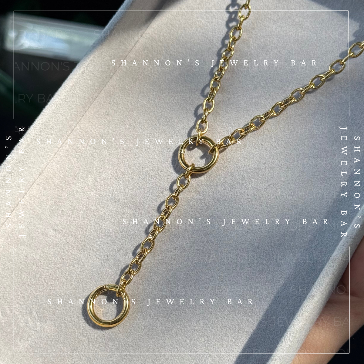 Double Carabiner Chain Necklace, 18K Gold Plated