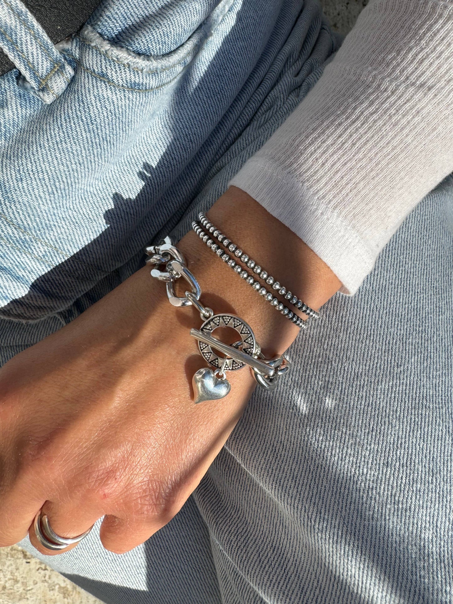 Silver Heart Love Bracelet