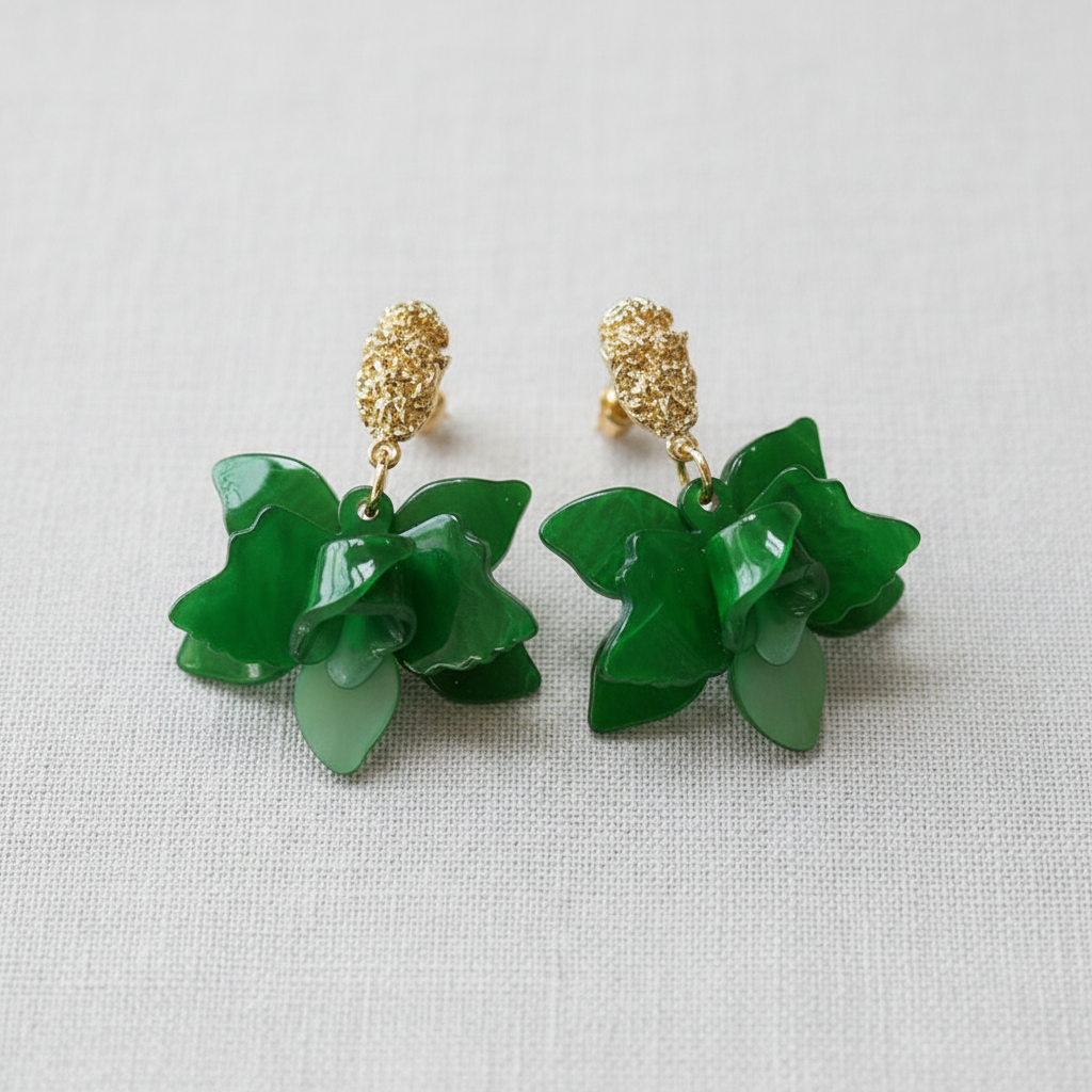 Floral Silver Needle Earrings
