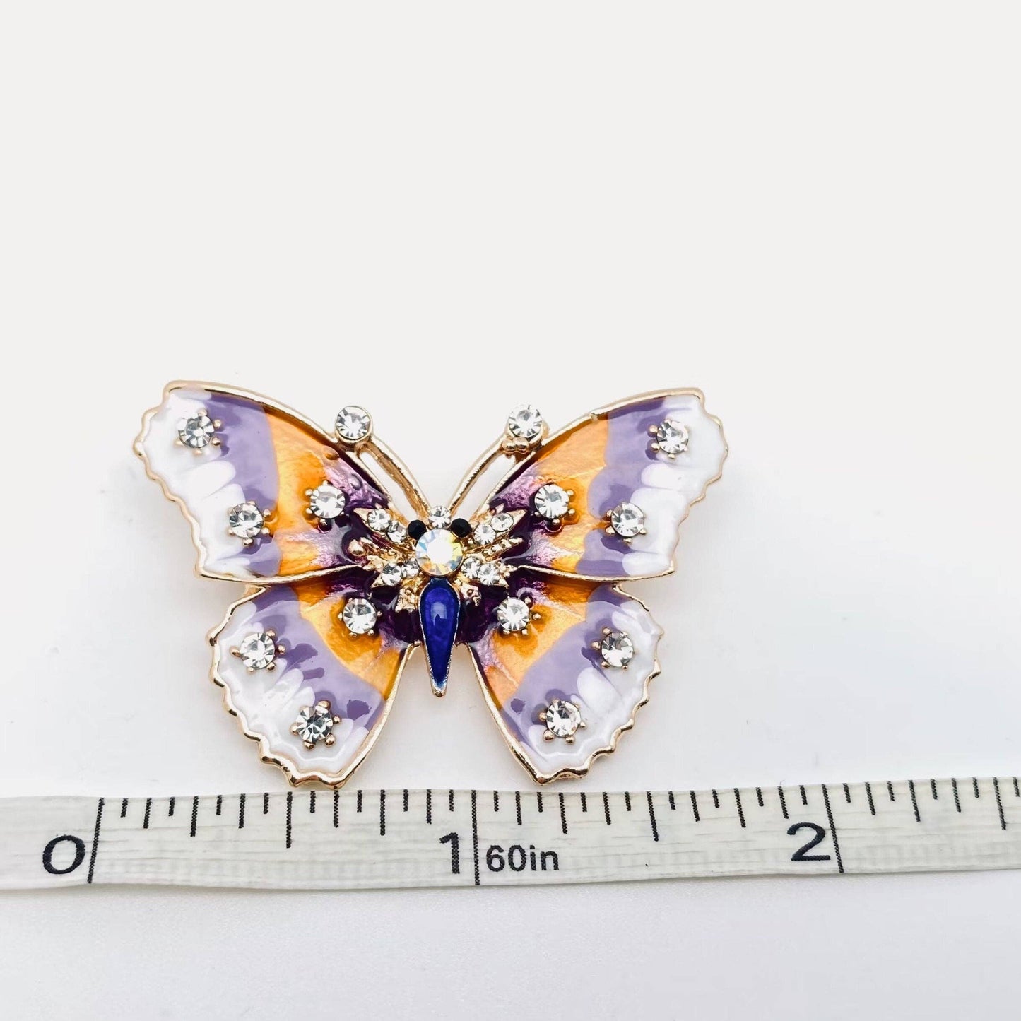 Rhinestone Enamel Butterfly Brooch Pin for Clothes