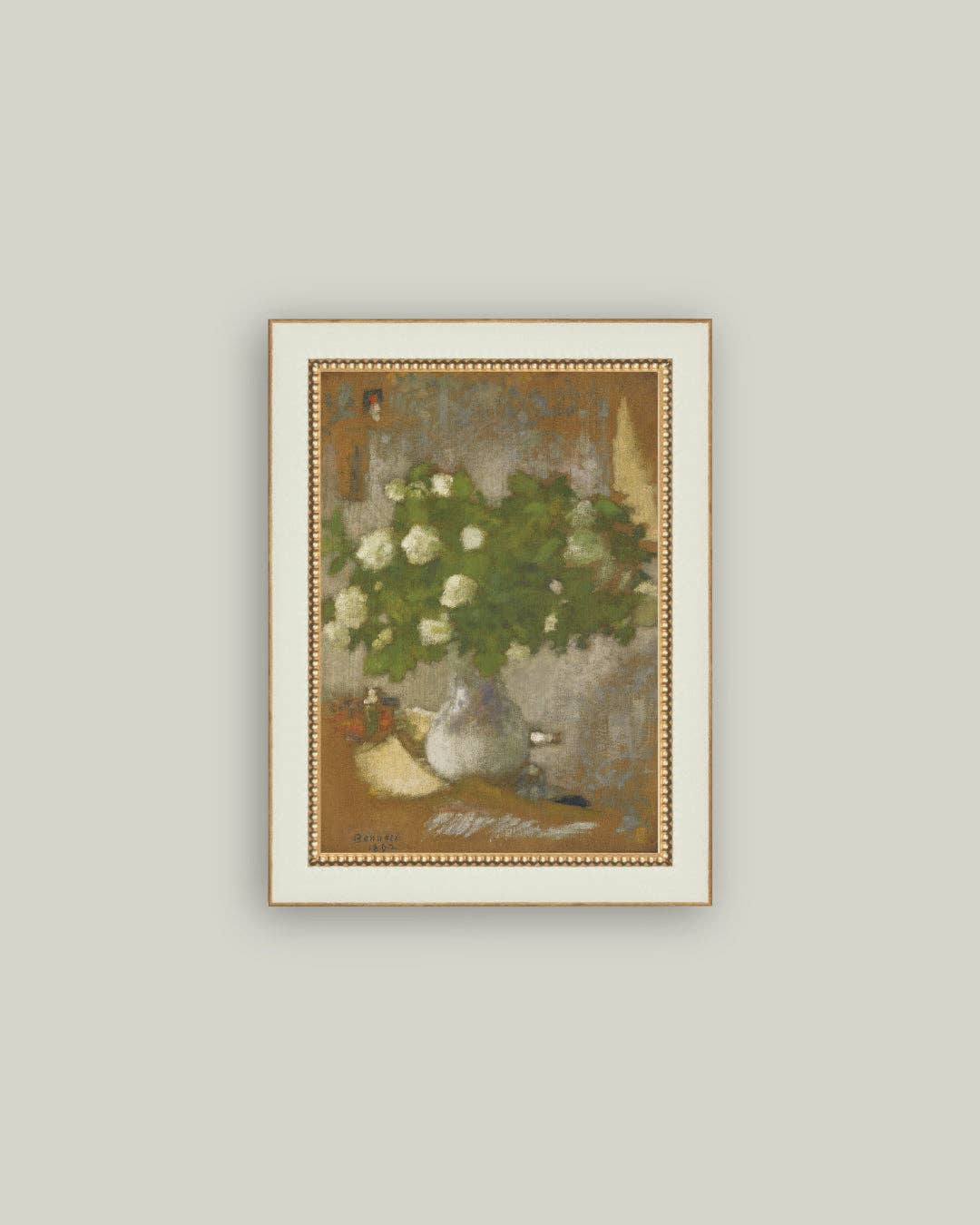 Snowball Flowers Framed Antique Art