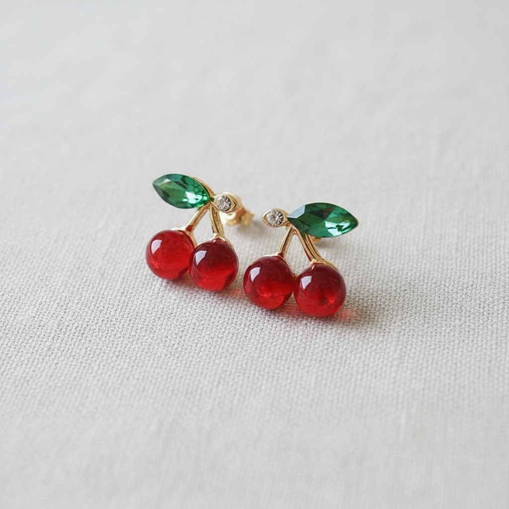 Cherry Drop Stud Earrings