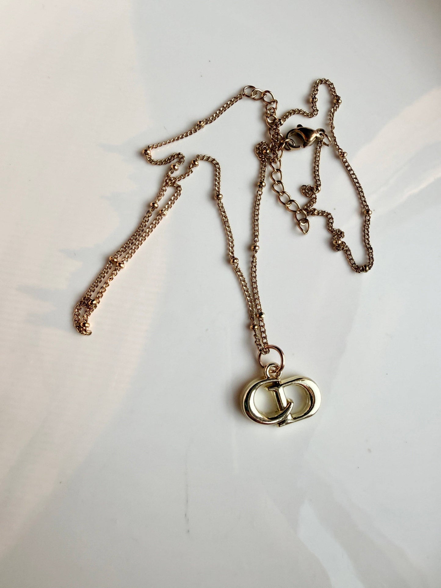 Upcycled Dior Gold Pendant Necklace