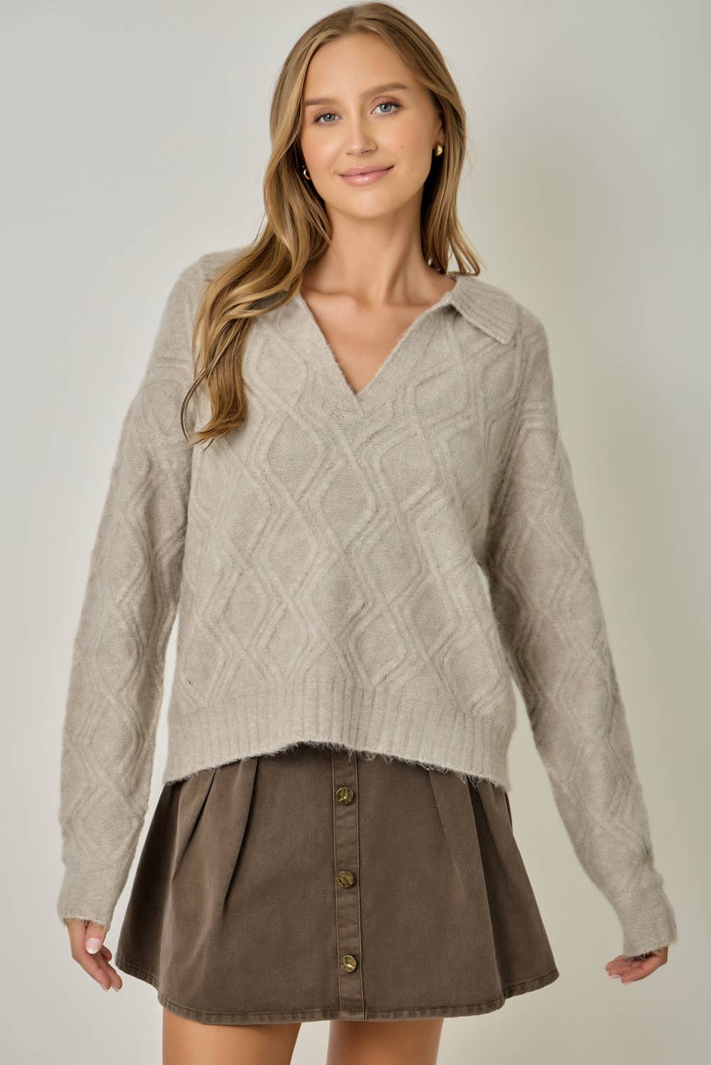 Diamond Textured Mohair Pullover