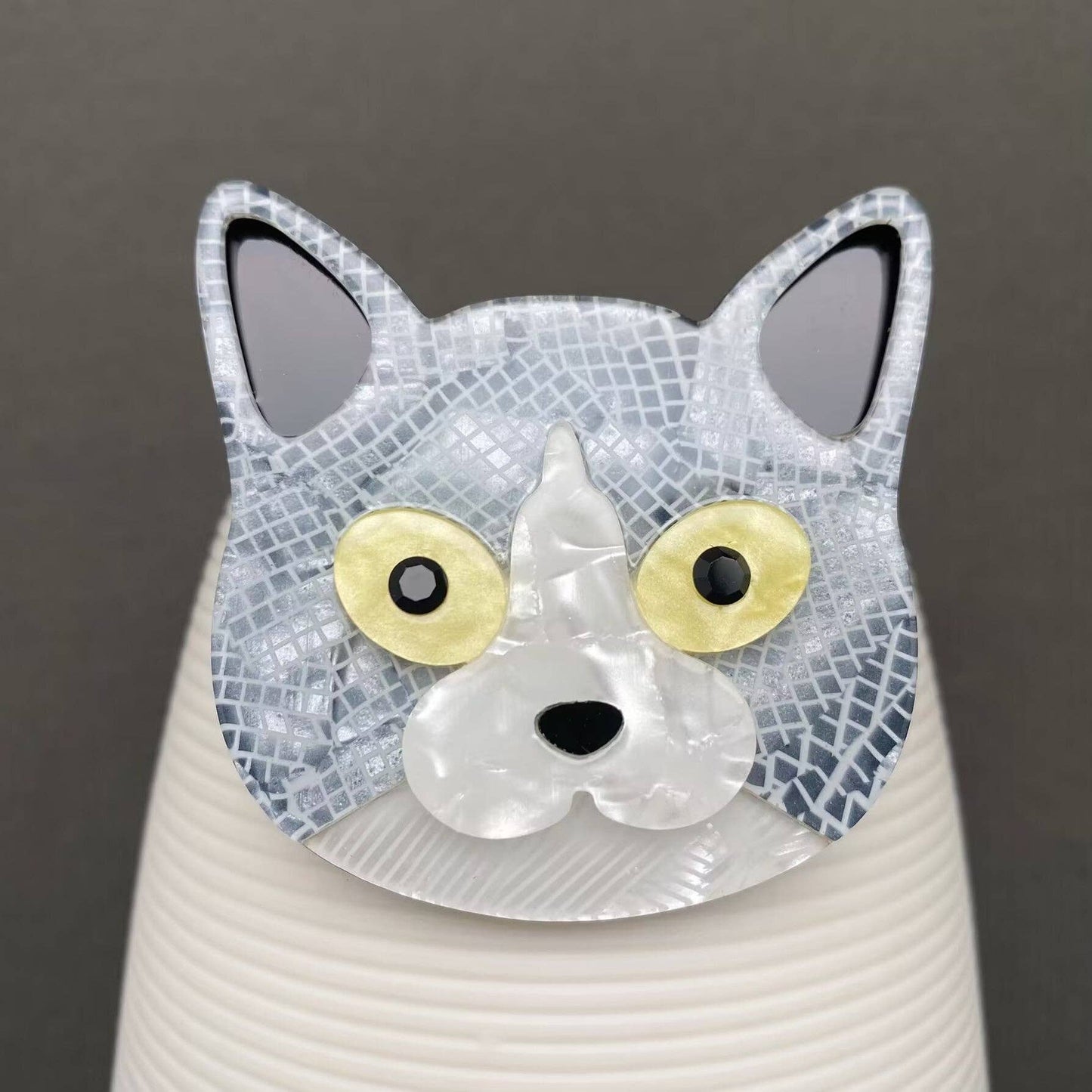 Acrylic Cat's Head Brooch