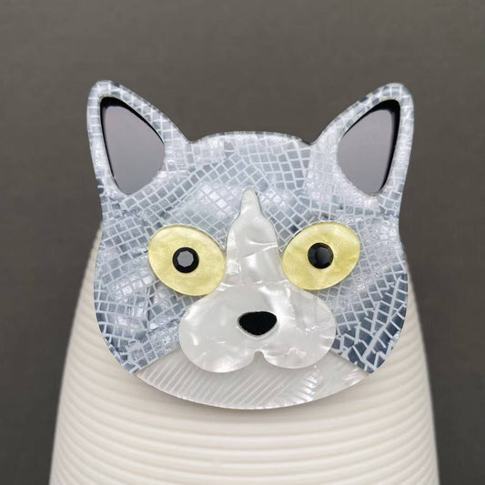 Acrylic Cat's Head Brooch
