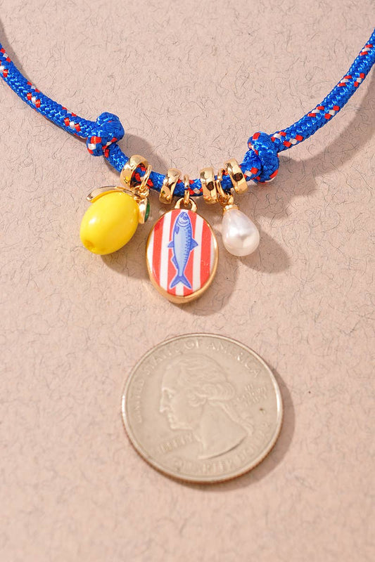 Colorful Fish Pendant Rope Necklace