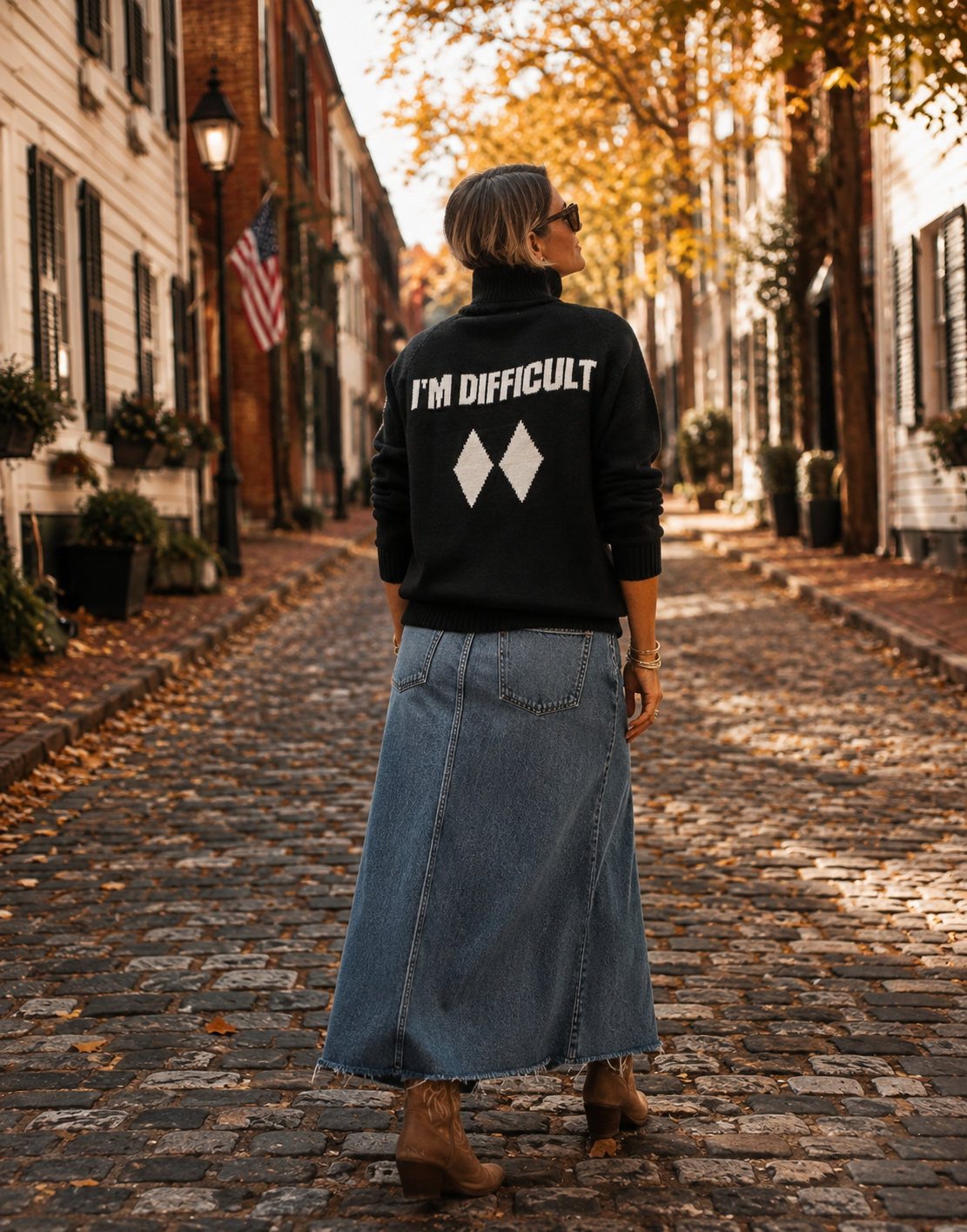 1/2 Zip I’m Difficult Double Diamond Sweater