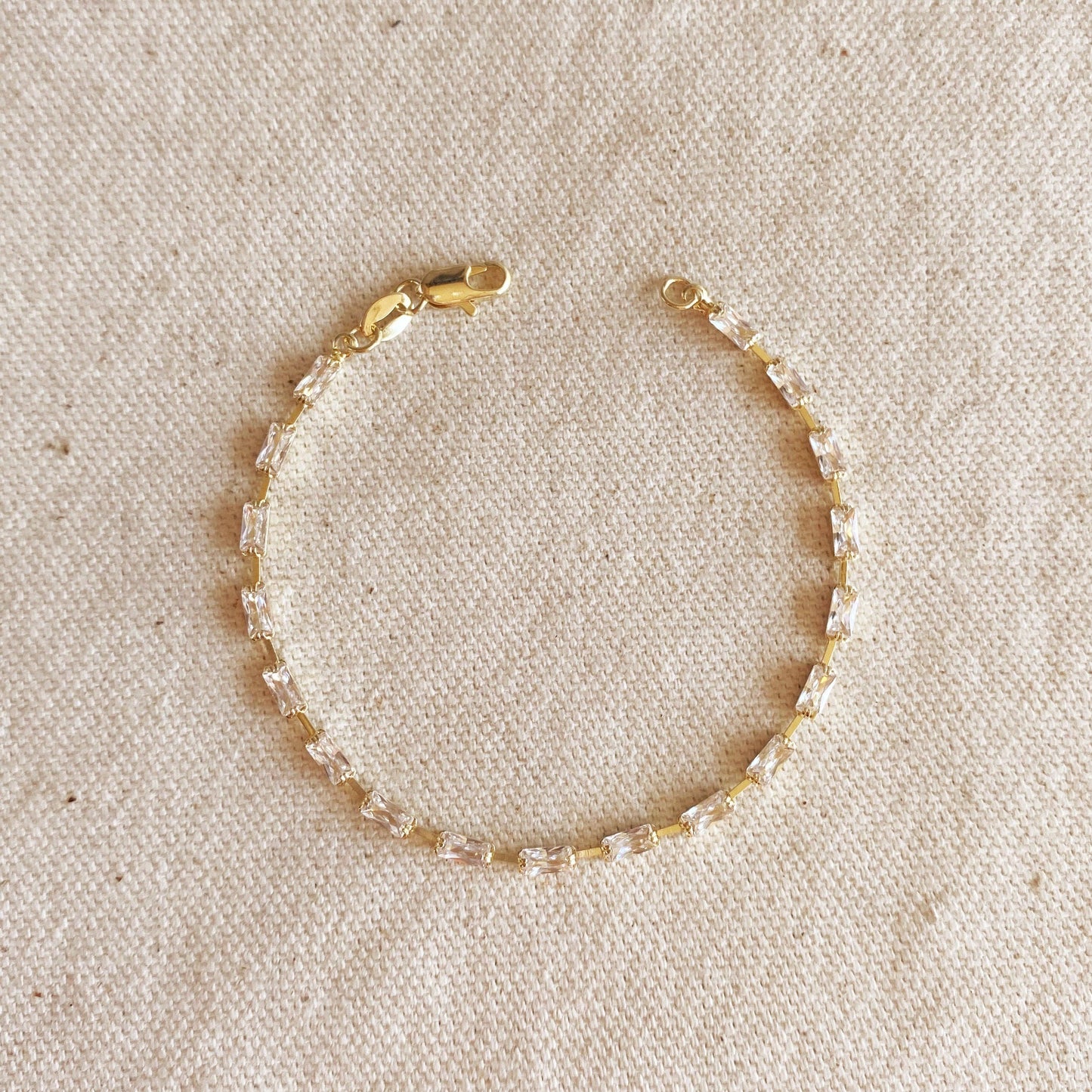 18K Gold Filled Sideways Baguette Tennis Bracelet