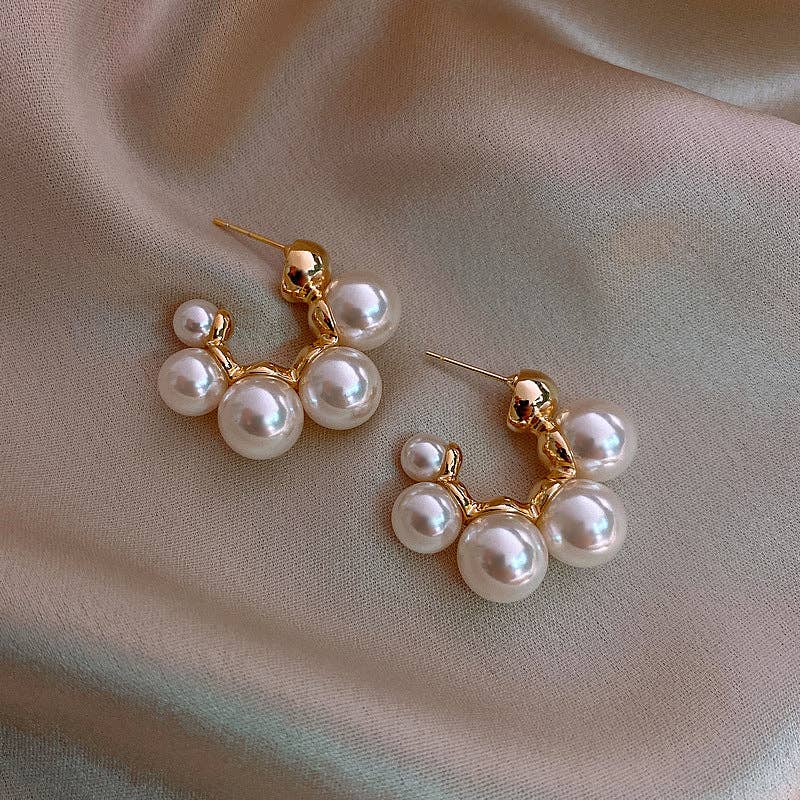 Pearl Elegant C-Shape Stud Earrings