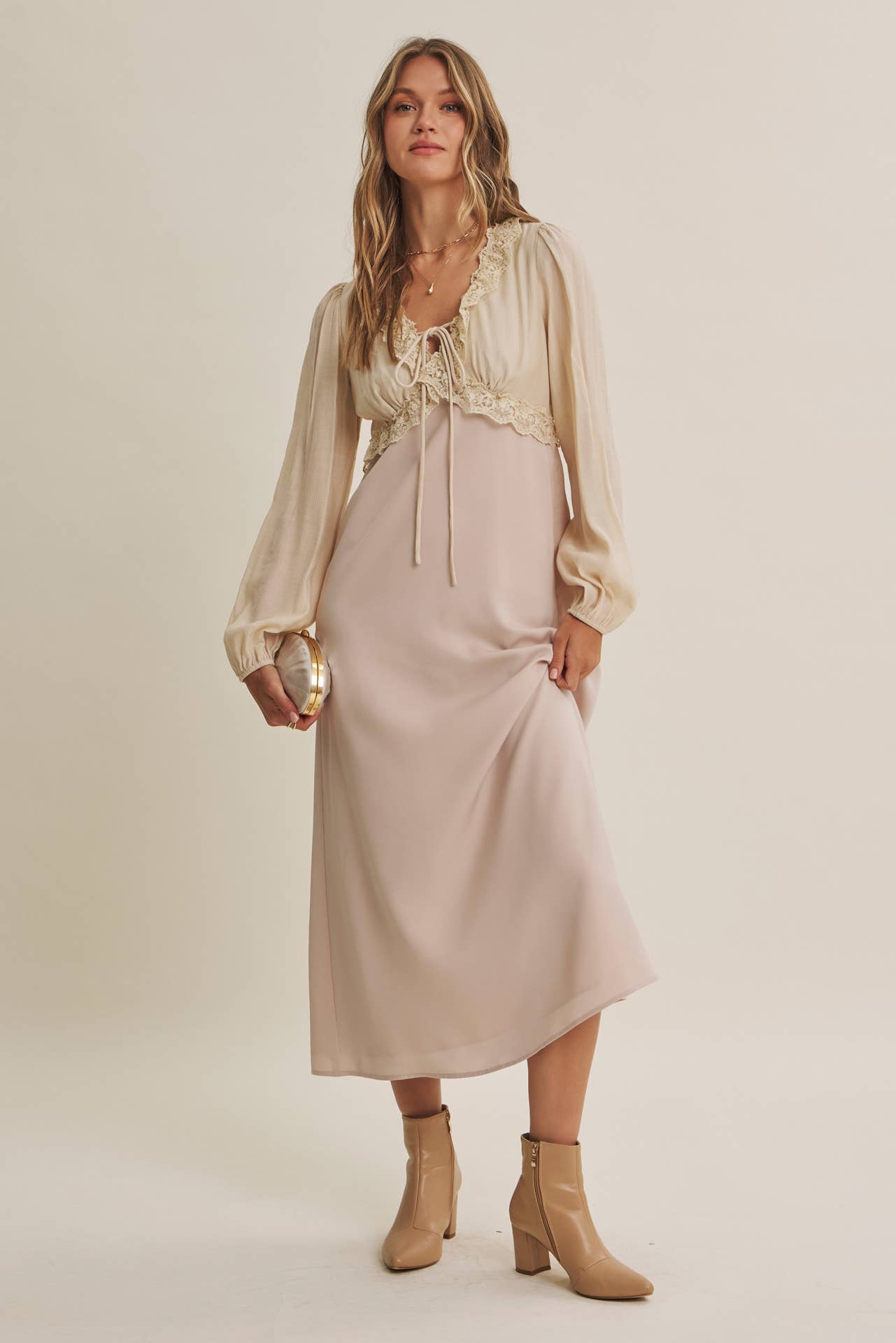 CHAMPAGNE ROSE MIDI DRESS