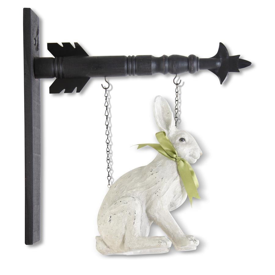 11.5 Inch Sitting White Rabbit w/Green Ribbon Bow Arrow Replacement