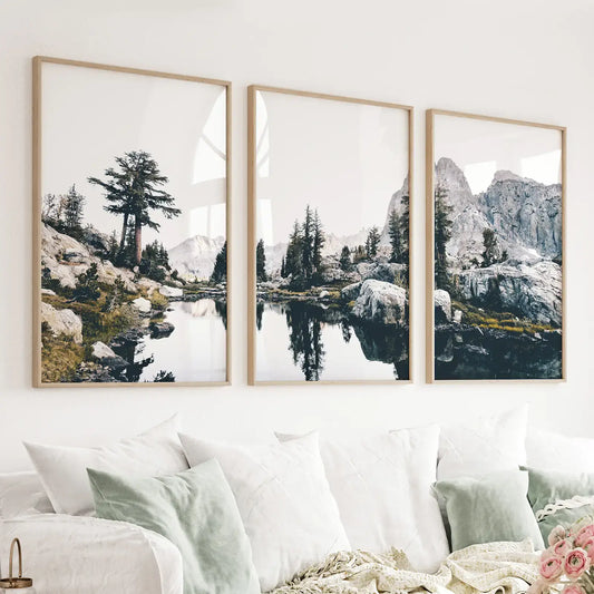 Scandi Nature Landscape. Mountain Lake Photography