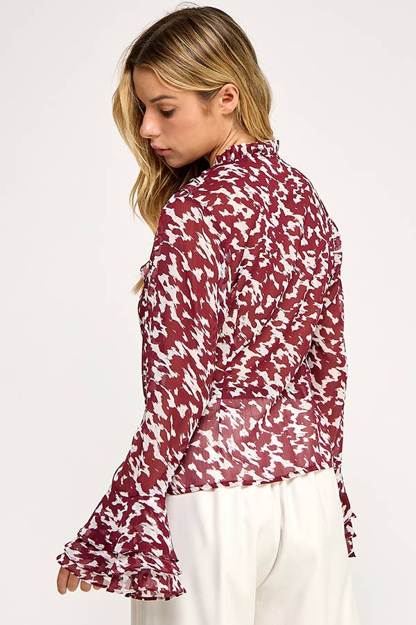 Chiffon Print Long Sleeve Blouse
