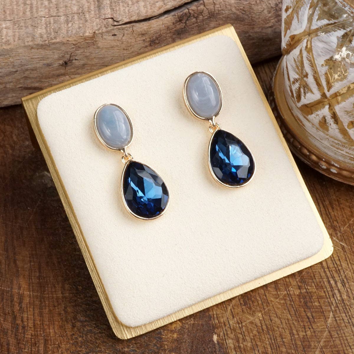 Moonlit Grace – Classic Teardrop Jeweled Statement Earrings