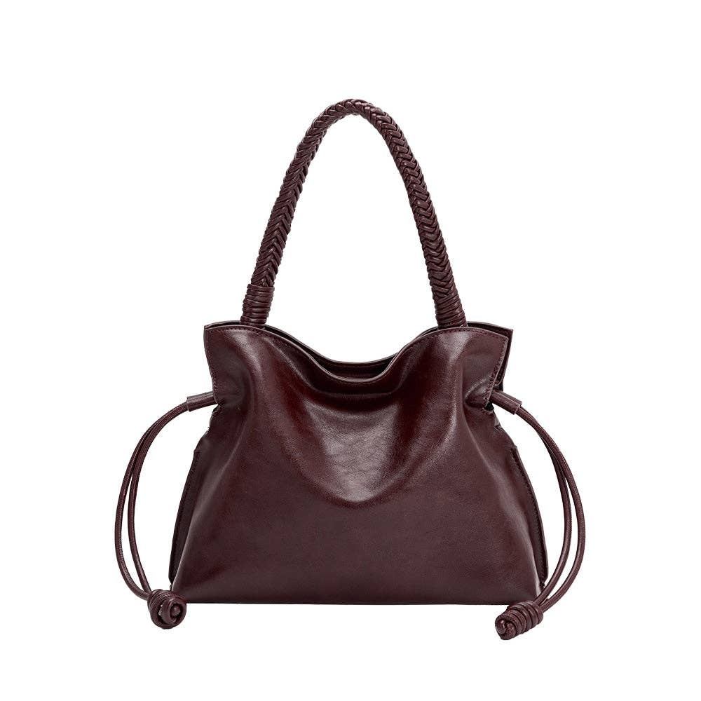 Moira Burgundy Vegan Leather Top Handle Bag