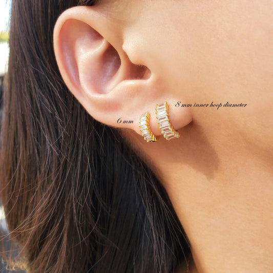 BAGUETTE HUGGIE EARRINGS