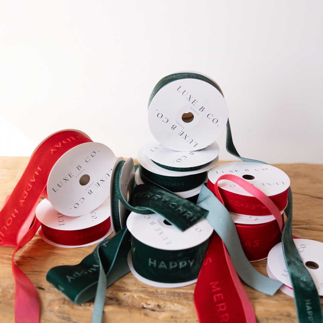 Happy Holiday Ribbon Velvet Green