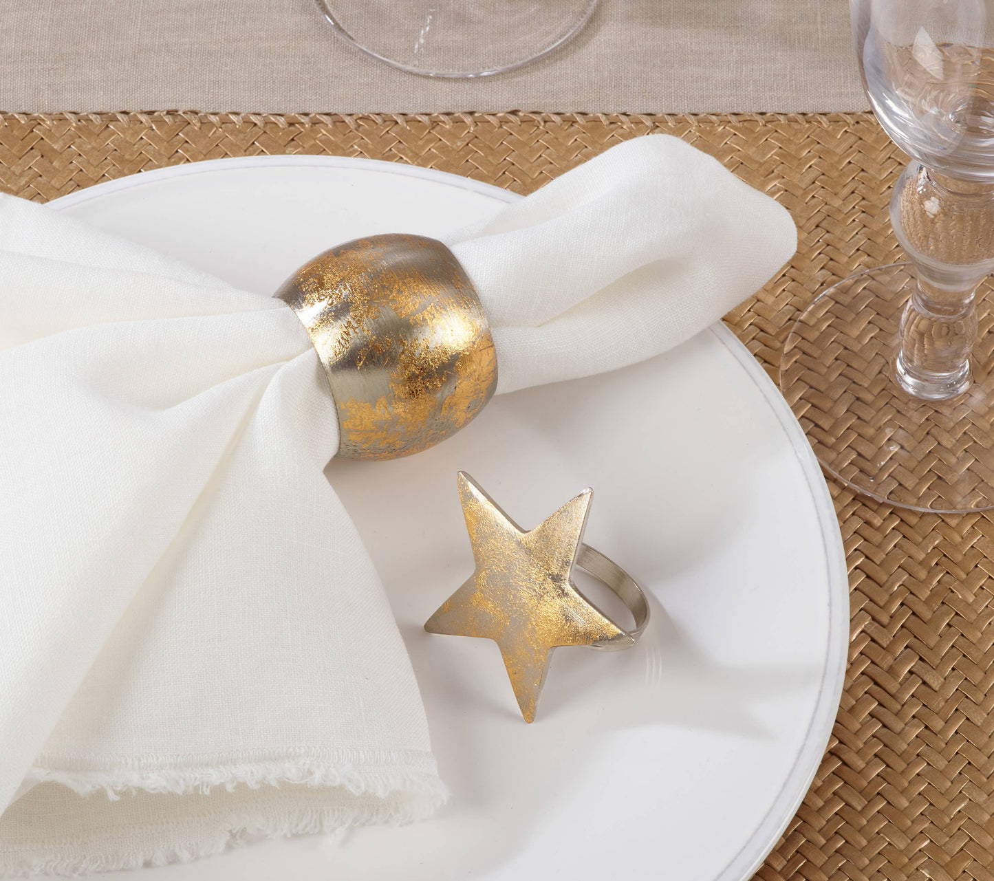 Gold Texture Star Napkin Ring