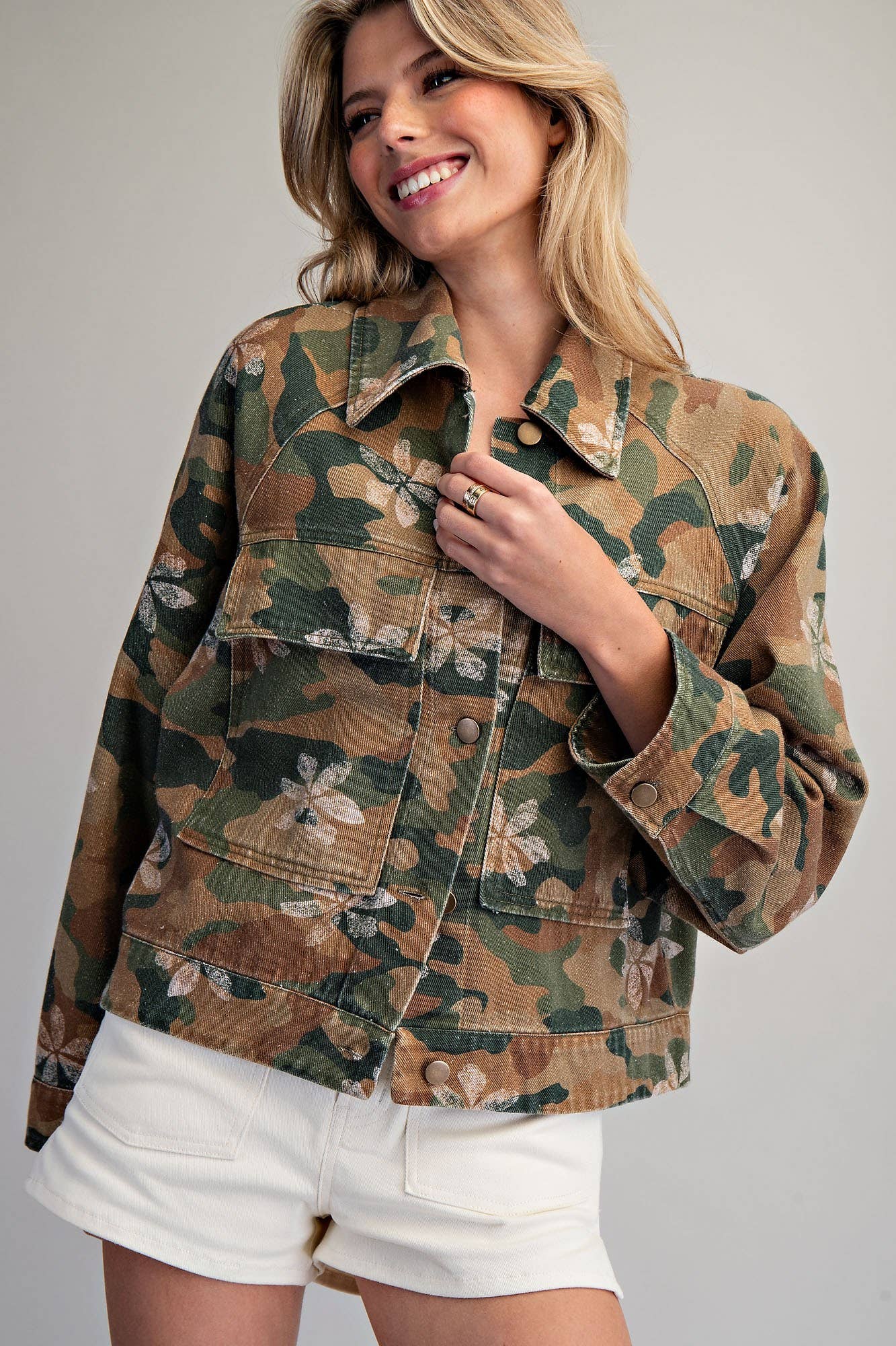 FLORAL CAMO PRINTED JACKET