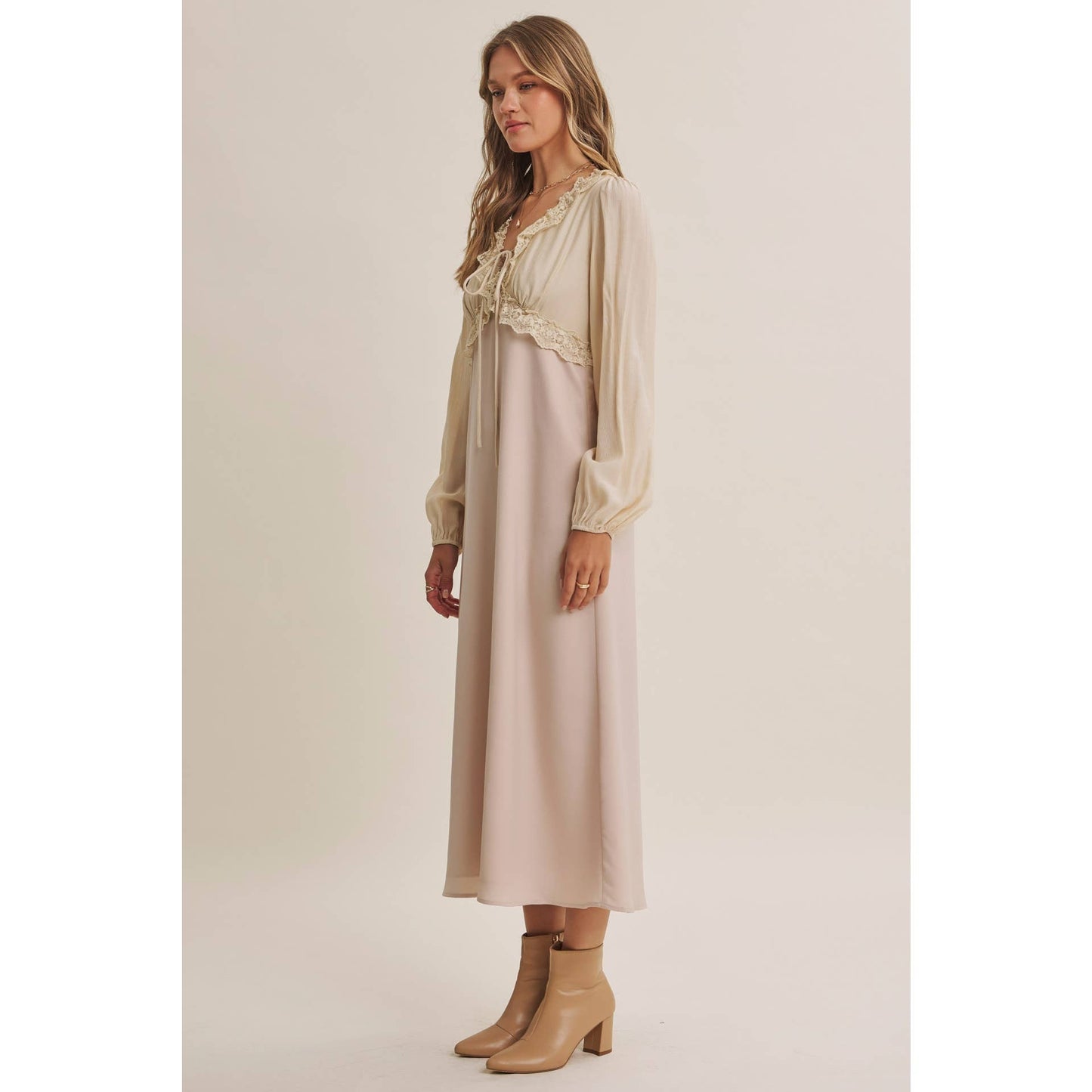 CHAMPAGNE ROSE MIDI DRESS