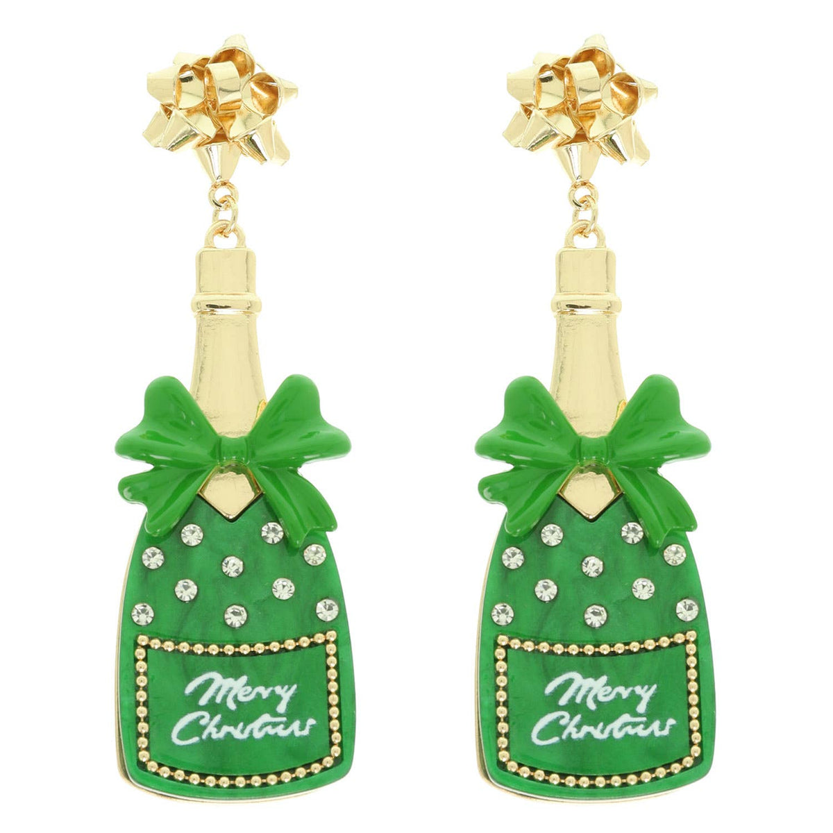 Santa Champagne Bottle Earrings