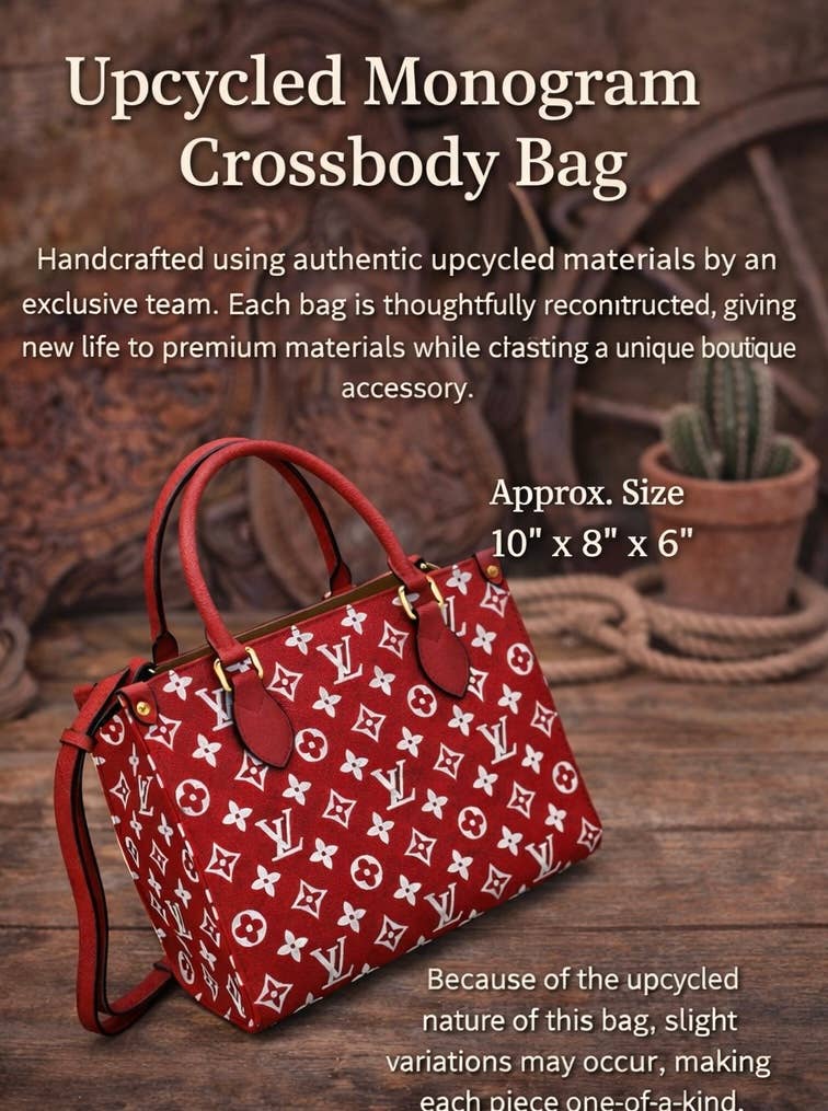 Upcycled LV Red Monogram Crossbody Bag 