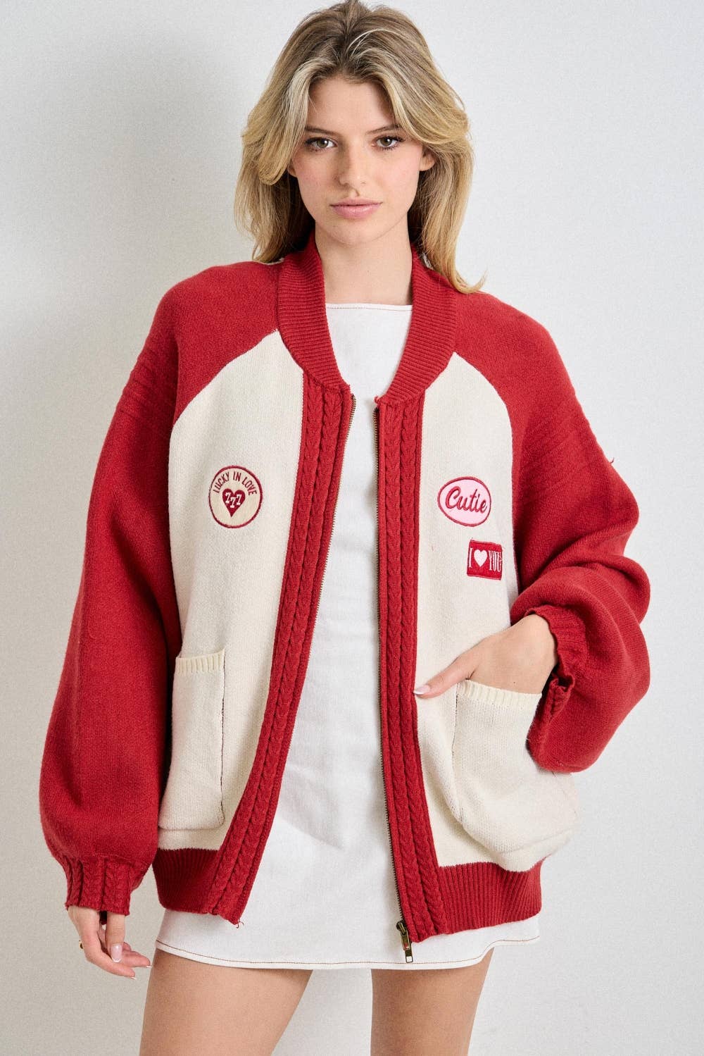 Cutie Patch Zip Sweater