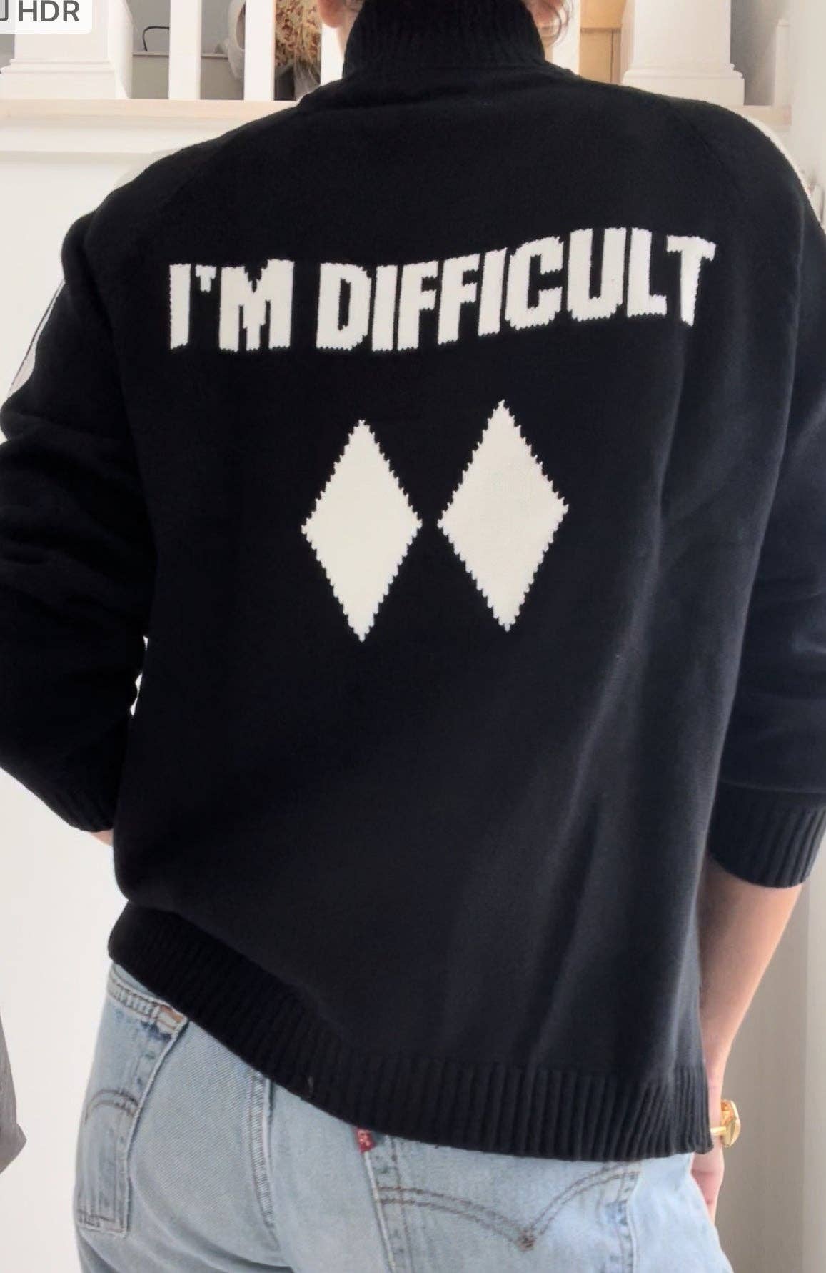 1/2 Zip I’m Difficult Double Diamond Sweater