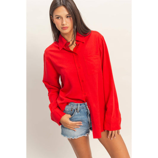 Linen Blend Button-Up Shirt