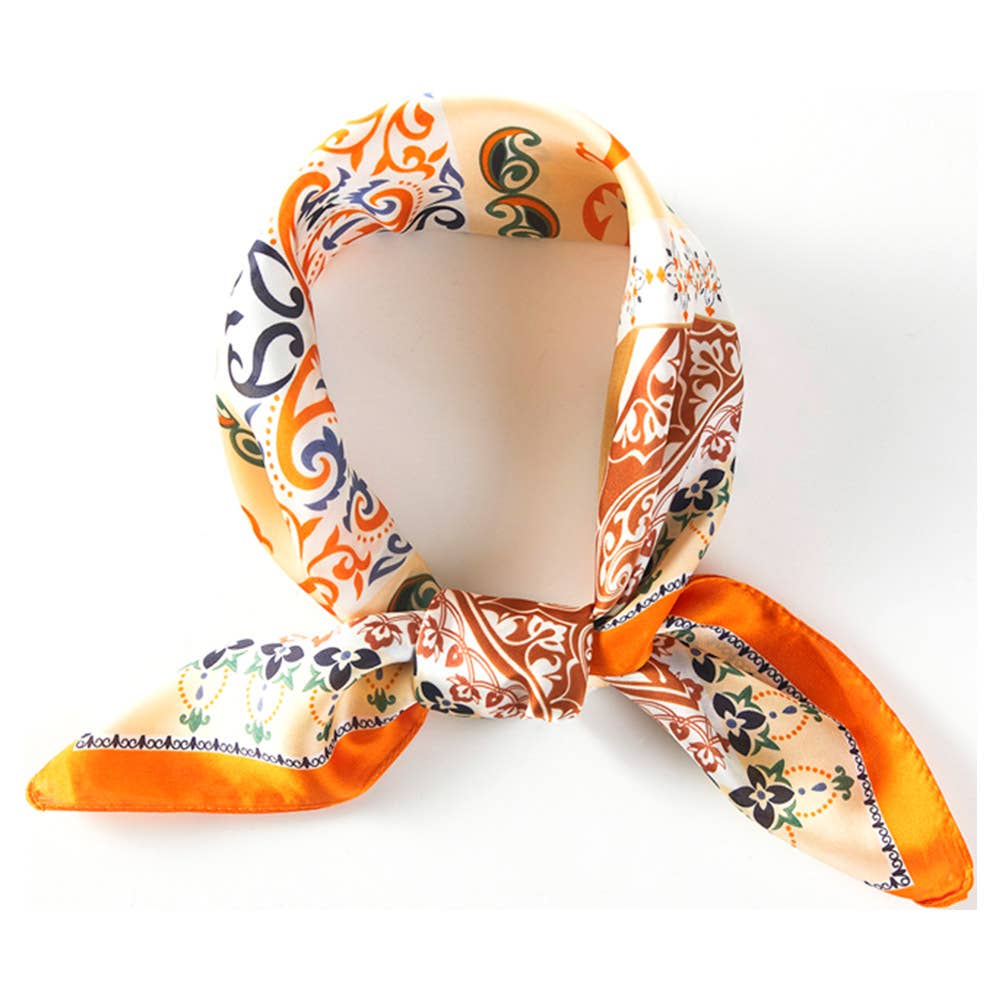 PAISLEY ARABESQUE ORIENTAL BANDANA SQUARE NECK SCARF