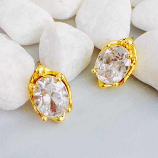 Molten Oval Spark Stud Earrings