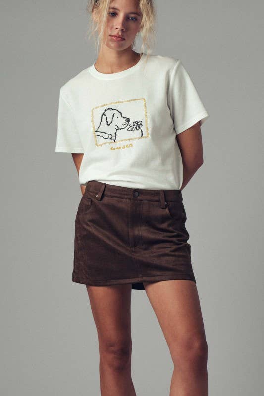 Faux Suede Mini Skirt with Inner Shorts