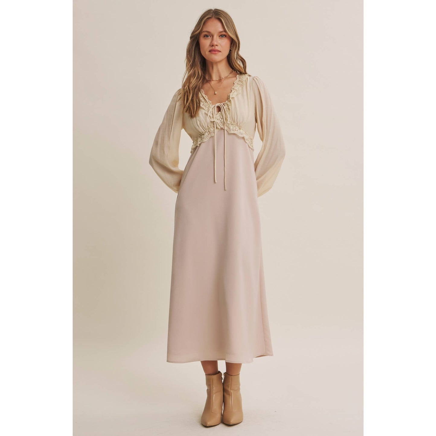 CHAMPAGNE ROSE MIDI DRESS