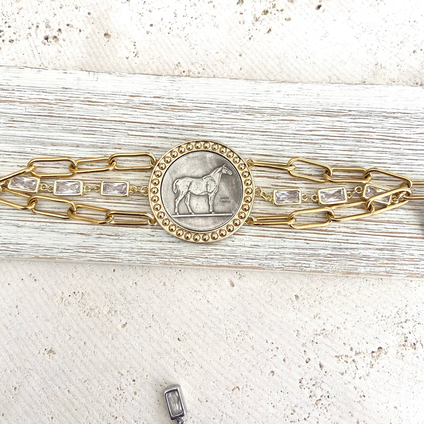 Horse Coin Statement Bracelet - Country Western Equestrian
