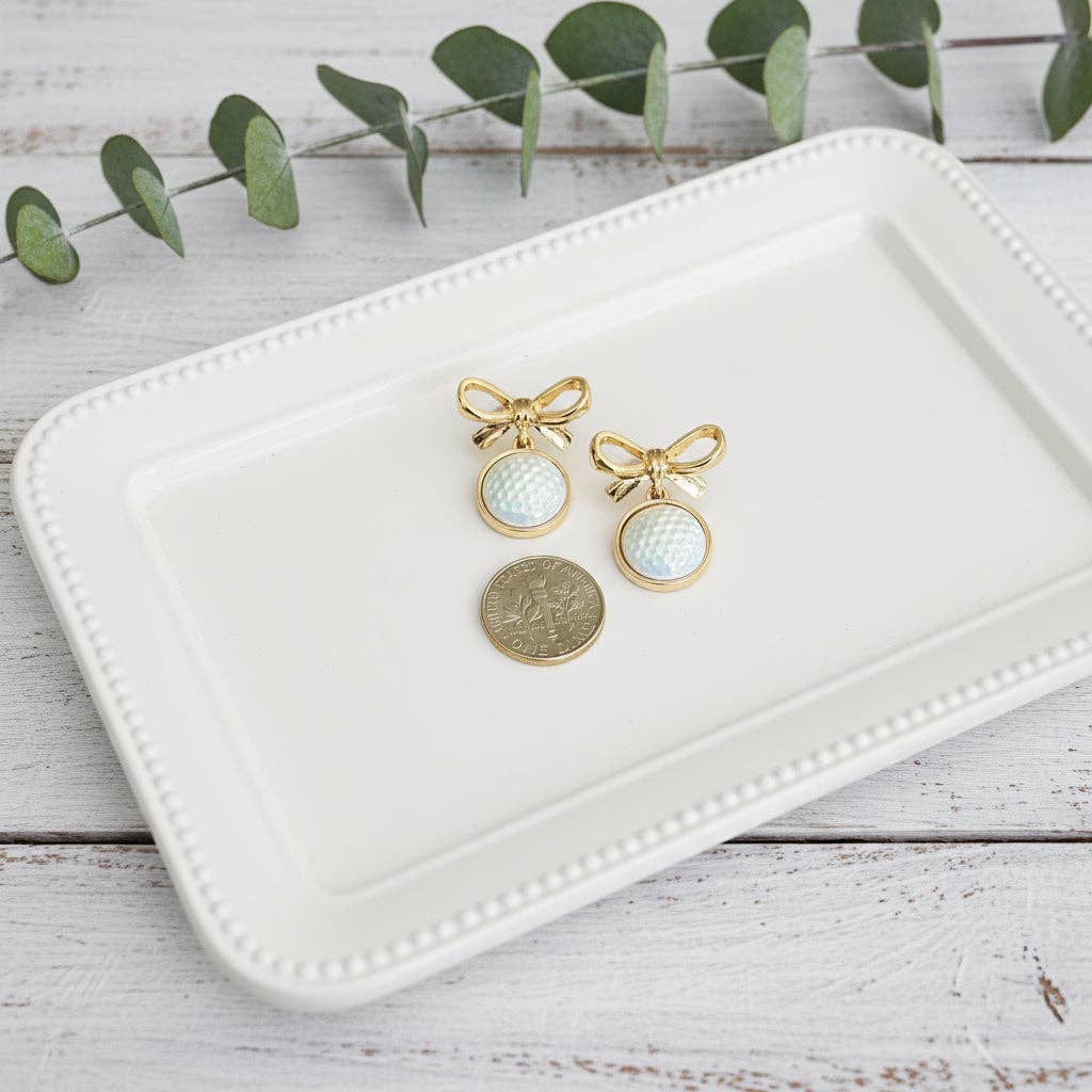 Golf & Gold Bows Earrings