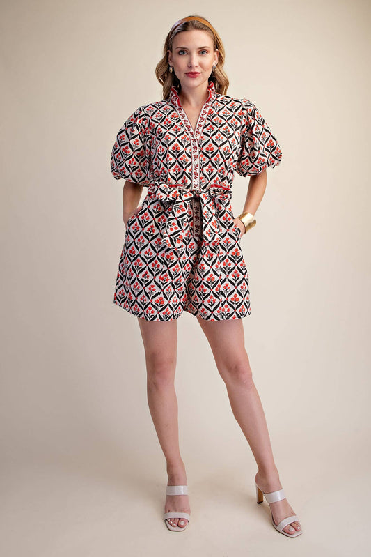 Ruffle Neck Romper