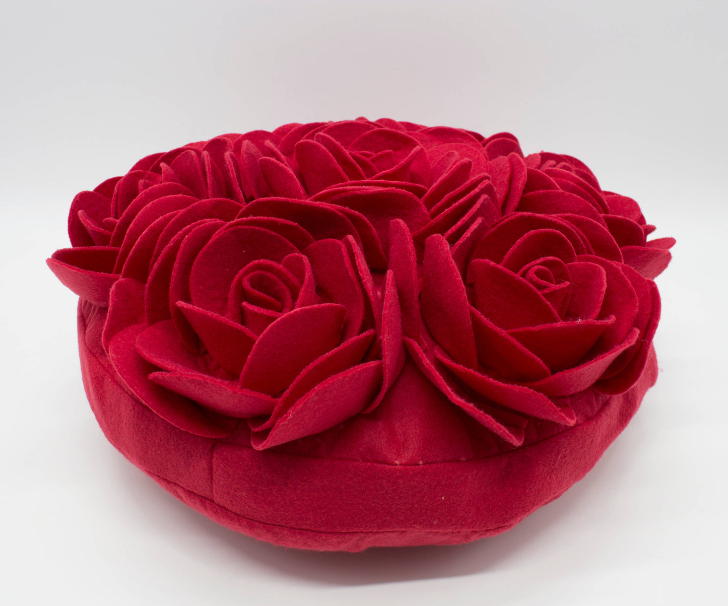 Red 3D Petals Rose Throw Pillow - 15" Round