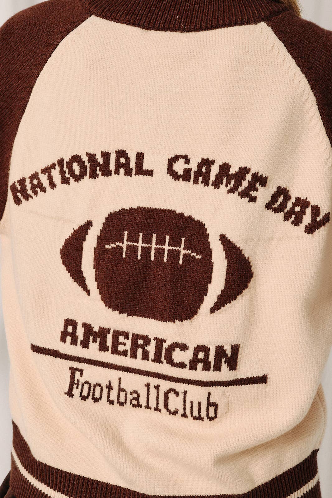 "NATIONAL GAME DAY" GRAPHIC BUTTON DOWN SWEATER CARDIGAN