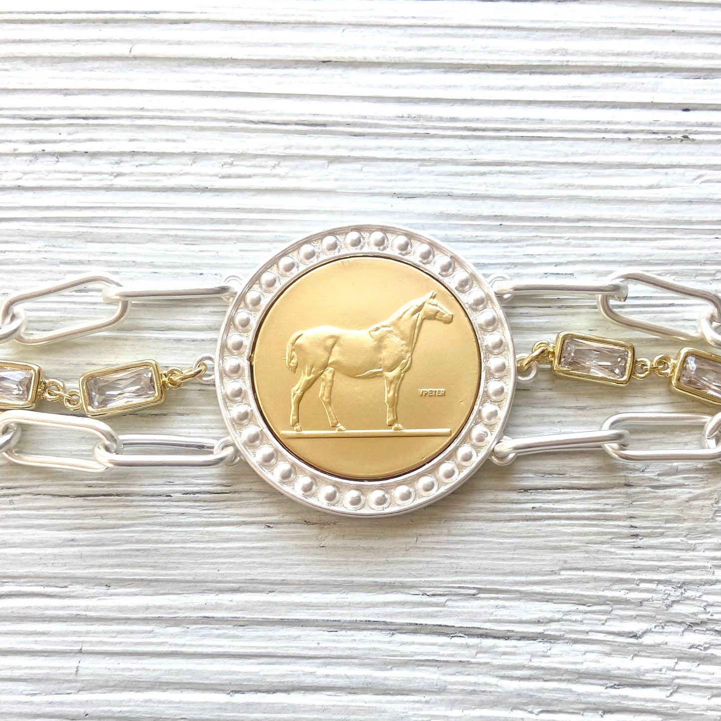 Horse Coin Statement Bracelet - Country Western Equestrian