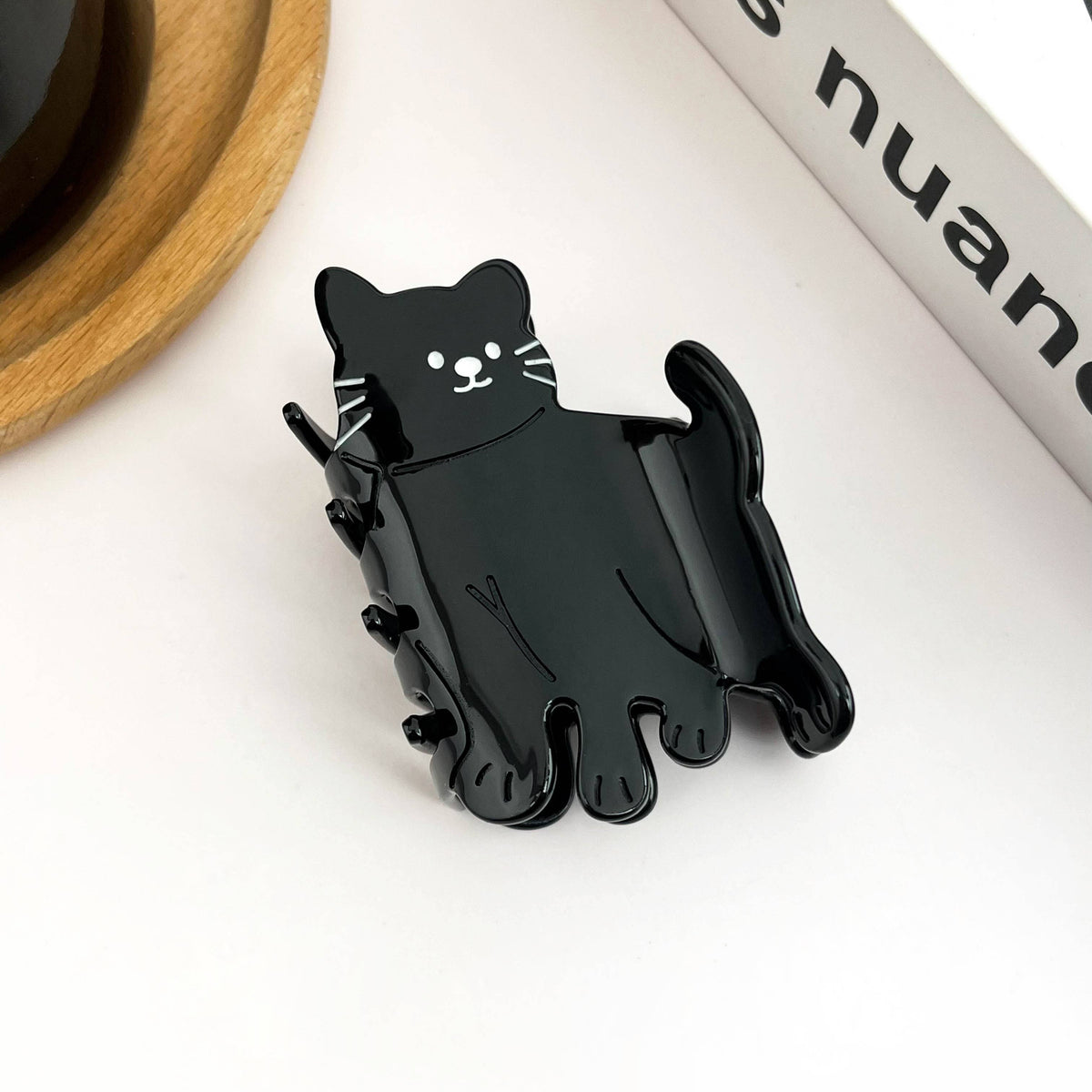 Black Standing Cat Hair Claw Clip