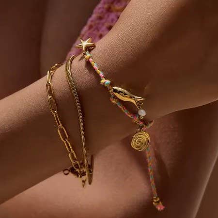 18K Stainless Steel Ocean Charm Bracelet - Waterproof