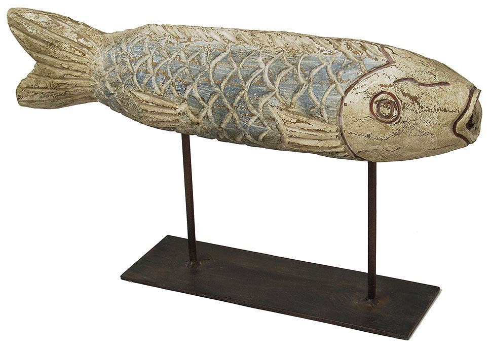 Faux-Wood Vintage Style Decorative Fish Accent
