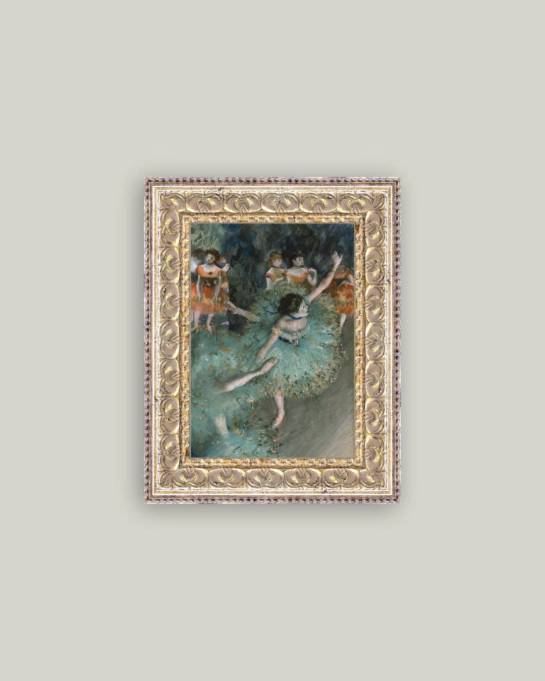 Close-up of Swaying Dancer in Green art print in an ornate frame
