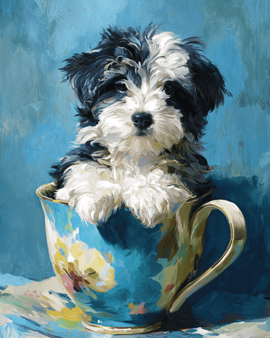 Tiny Poodle Puppy - Pup in a Cup - Art Print - 8"x10" Artwork