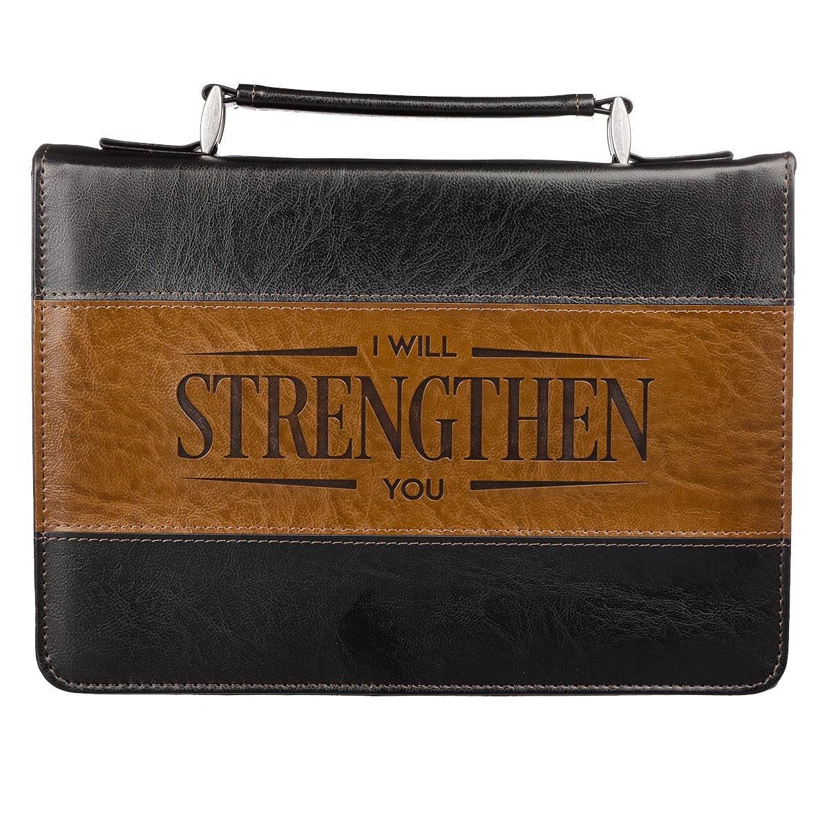 Bible Cover Classic Black/Brown Strengthen Isa. 41:10