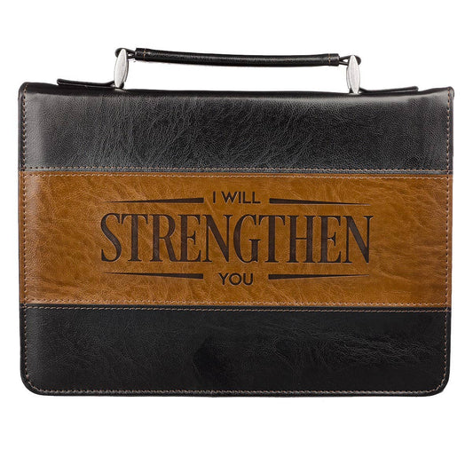 Bible Cover Classic Black/Brown Strengthen Isa. 41:10
